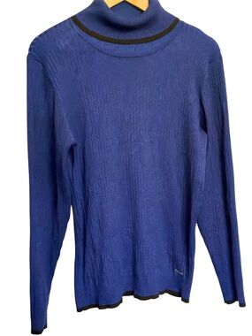 Calvin Klein Royal Blue/Black Turtleneck Sweater with Black Trim size large